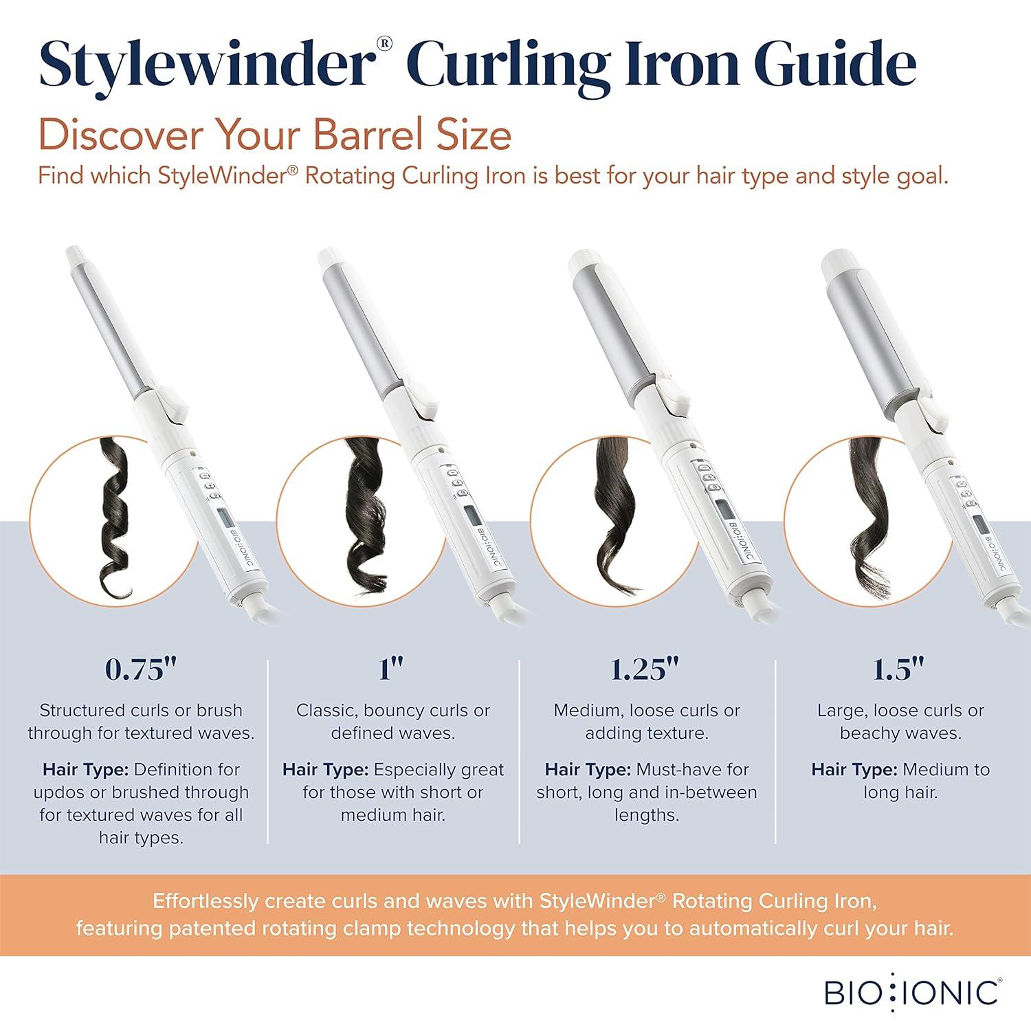 image:imageBIO Ionic StyleWinder Professional Rotating Curling Iron Ceramic Curling Iron 1 Hour Automatic ShutOff 440 F Temperature Control Curling Wand for Healthier Conditioned Curls125 Inch