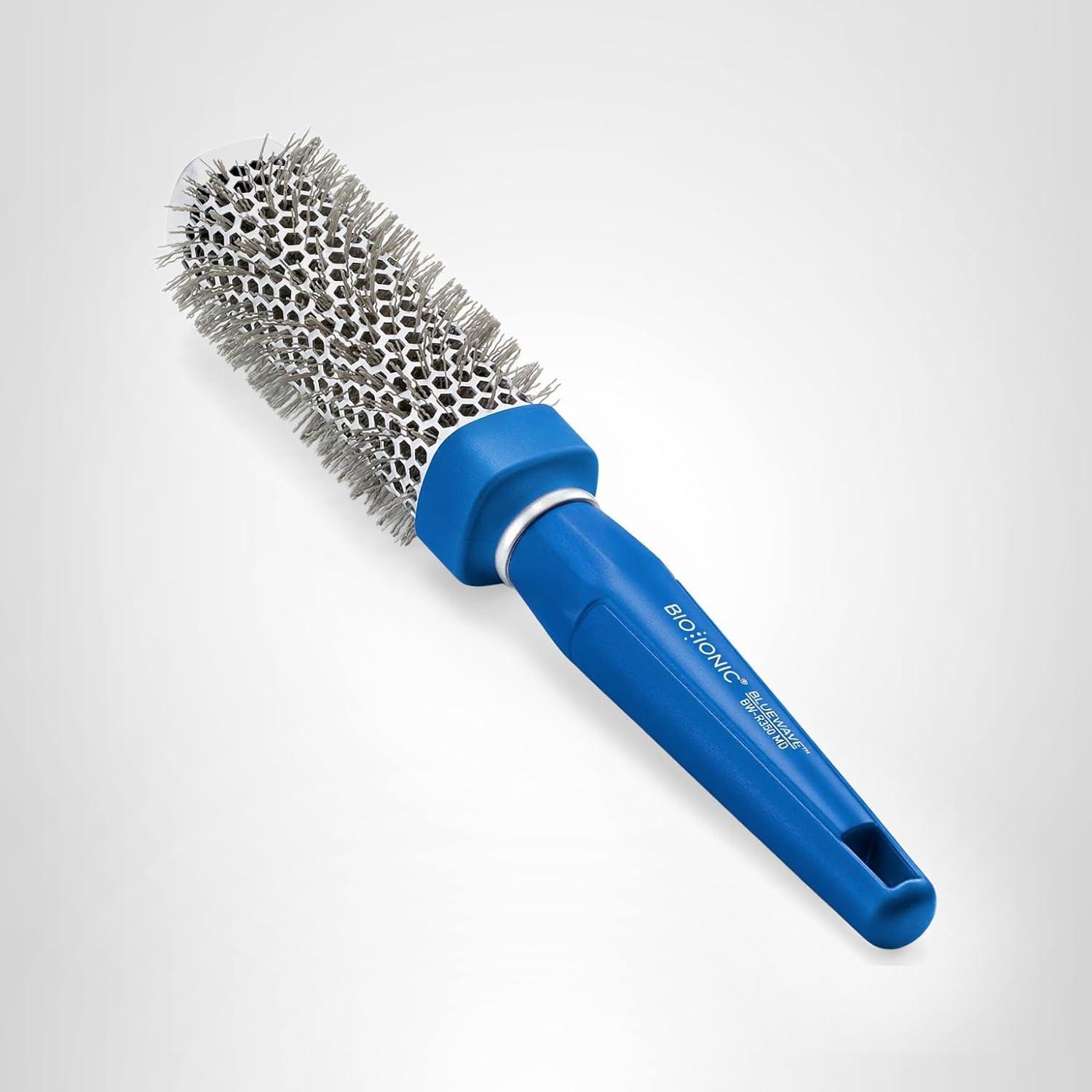 image:imageBio Ionic BlueWave Conditioning SquareRound Brush Create Volume amp Smooth Hair Quickly Crimped Bristles Add Root Tension Styling Brush For Bouncy Blowouts All Hair Types amp Textures125 Inch Medium