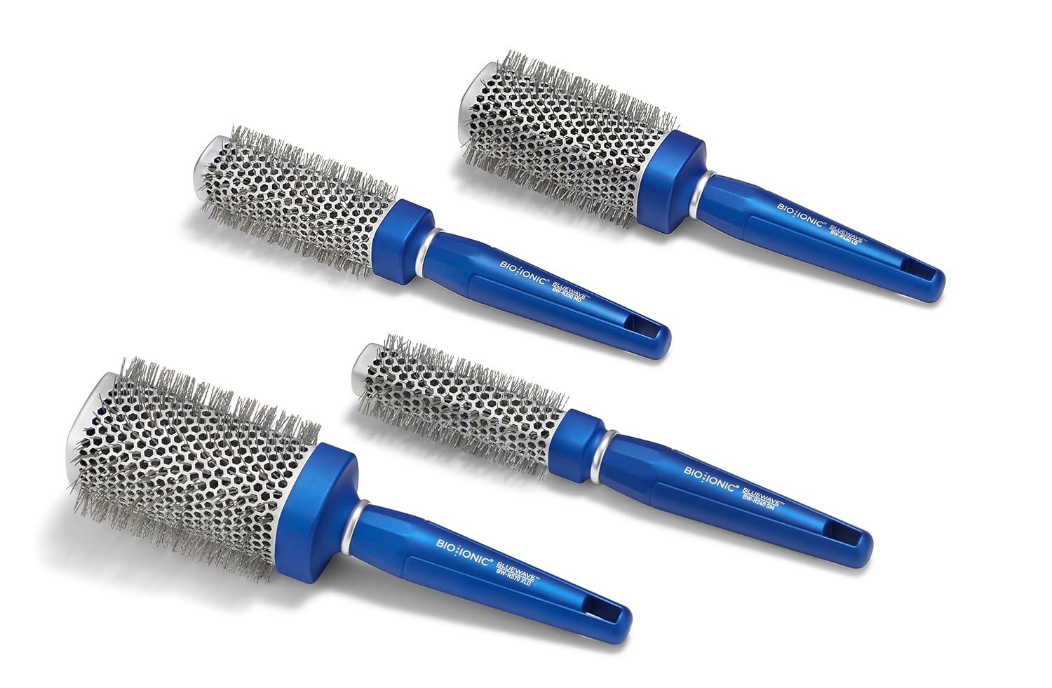image:imageBio Ionic BlueWave Conditioning SquareRound Brush Create Volume amp Smooth Hair Quickly Crimped Bristles Add Root Tension Styling Brush For Bouncy Blowouts All Hair Types amp Textures125 Inch Medium
