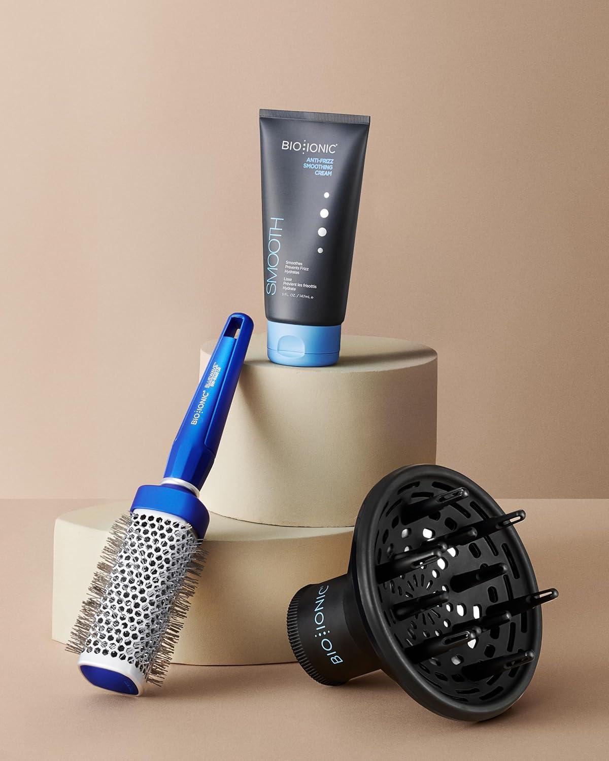 image:imageBio Ionic BlueWave Conditioning SquareRound Brush Create Volume amp Smooth Hair Quickly Crimped Bristles Add Root Tension Styling Brush For Bouncy Blowouts All Hair Types amp Textures1 Inch Small