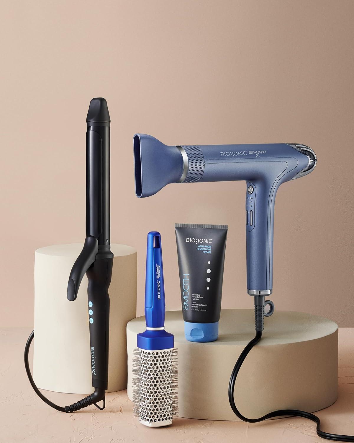 image:imageBio Ionic BlueWave Conditioning SquareRound Brush Create Volume amp Smooth Hair Quickly Crimped Bristles Add Root Tension Styling Brush For Bouncy Blowouts All Hair Types amp Textures1 Inch Small