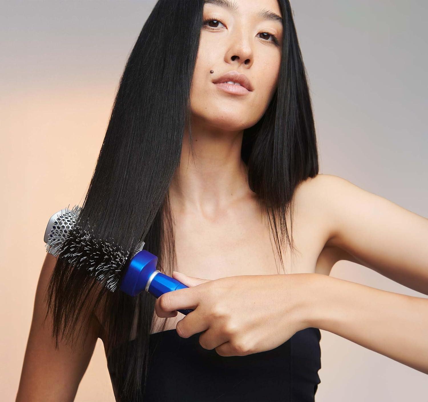 image:imageBio Ionic BlueWave Conditioning SquareRound Brush Create Volume amp Smooth Hair Quickly Crimped Bristles Add Root Tension Styling Brush For Bouncy Blowouts All Hair Types amp Textures2 Inch X Large