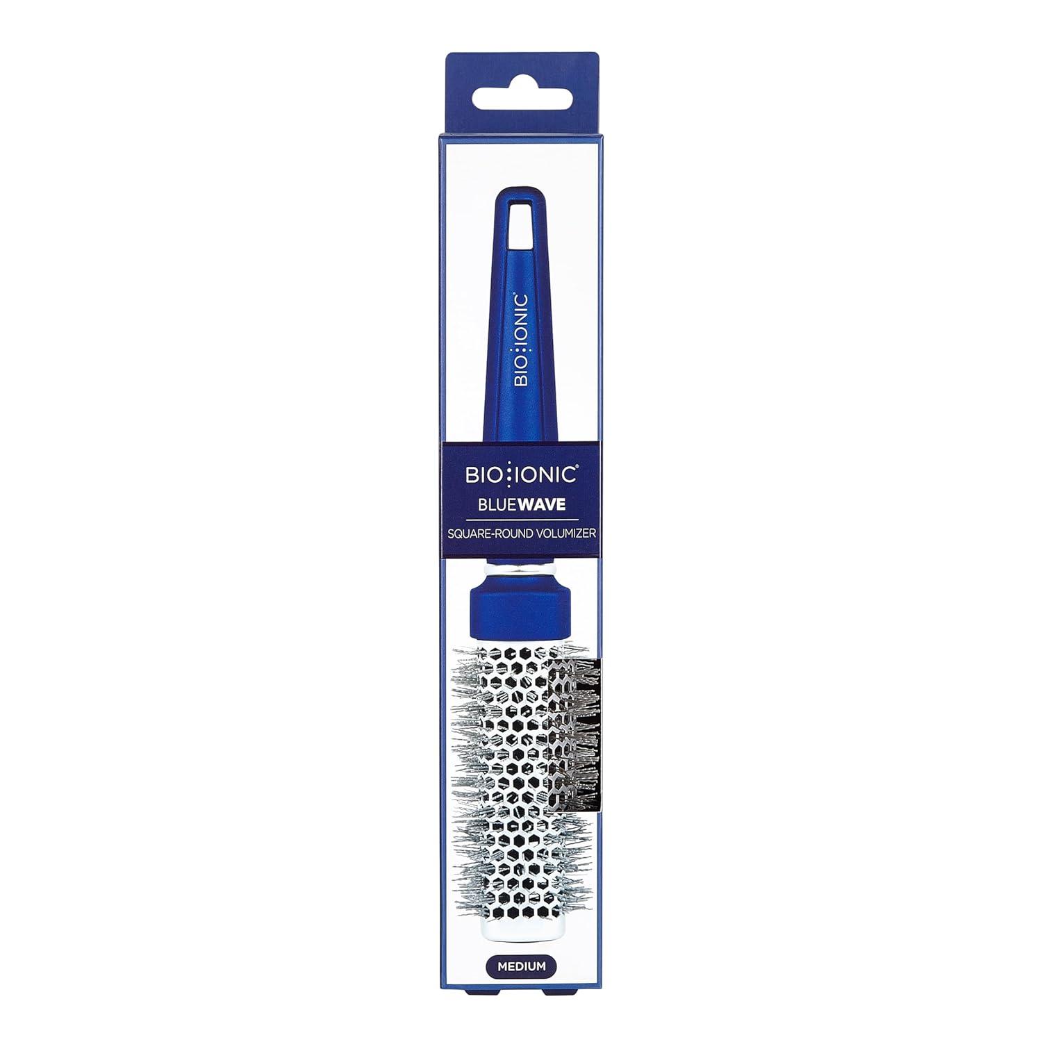 image:imageBio Ionic BlueWave Conditioning SquareRound Brush Create Volume amp Smooth Hair Quickly Crimped Bristles Add Root Tension Styling Brush For Bouncy Blowouts All Hair Types amp Textures125 Inch Medium