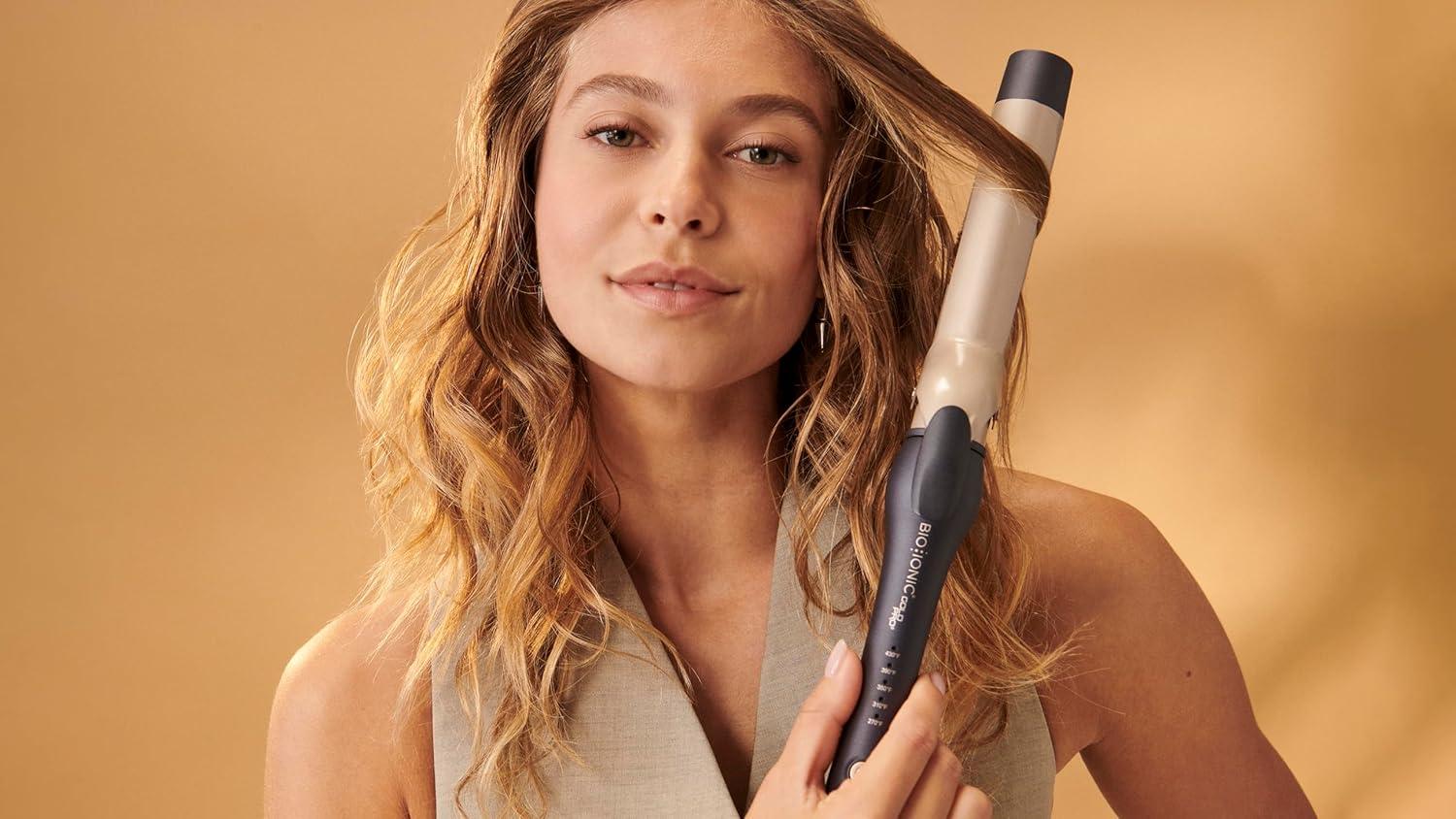 image:imageBio Ionic GoldPro 1 or 125 Curling Iron Blue Moisturizing Heat amp 24K Gold MX New amp Improved 15 Longer Barrel Ceramic Curling Iron Adjustable Heat Versatile Curling Wand for LongLasting Curls1 inch