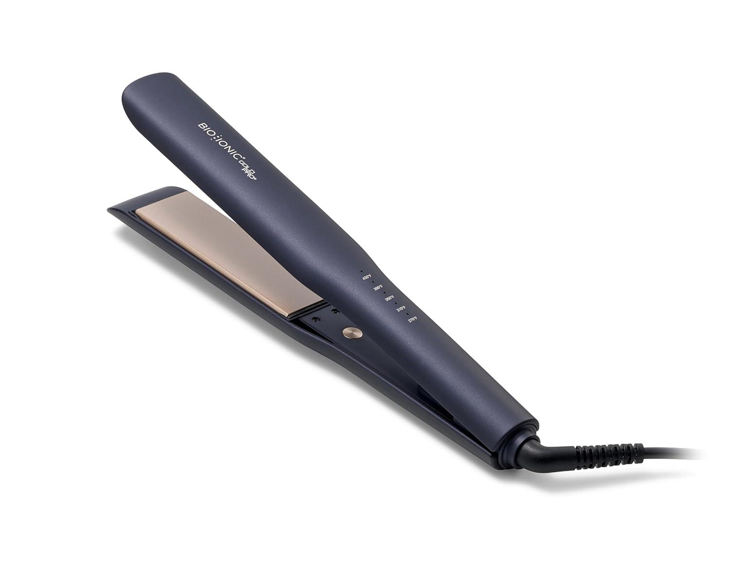 image:imageBio Ionic GoldPro Hair Straightener Blue Moisturizing Heat Technology amp 24K Gold MX Hair Straightening Iron for Sleek Styles amp Flat Iron Curls 40 Longer Plates Adjustable HeatBlue