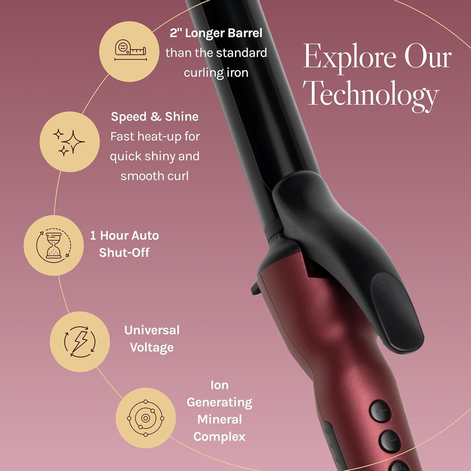 image:imageBio Ionic Long Barrel StylerCurling Iron with Moisture Heat Technology amp NanoIonic MX Verstatile Curling WandVelvet Rouge Limited Edition