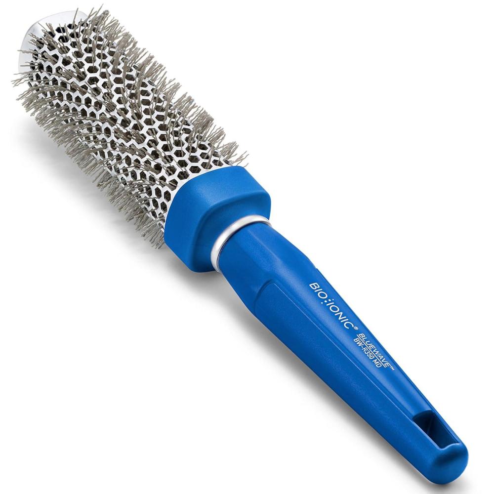 image:imageBio Ionic BlueWave Conditioning SquareRound Brush Create Volume amp Smooth Hair Quickly Crimped Bristles Add Root Tension Styling Brush For Bouncy Blowouts All Hair Types amp Textures125 Inch Medium