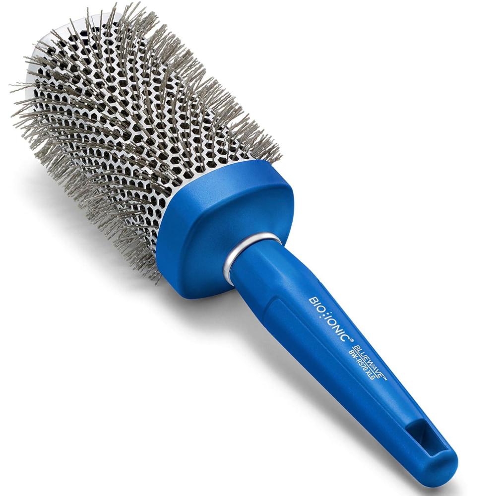 image:imageBio Ionic BlueWave Conditioning SquareRound Brush Create Volume amp Smooth Hair Quickly Crimped Bristles Add Root Tension Styling Brush For Bouncy Blowouts All Hair Types amp Textures2 Inch X Large