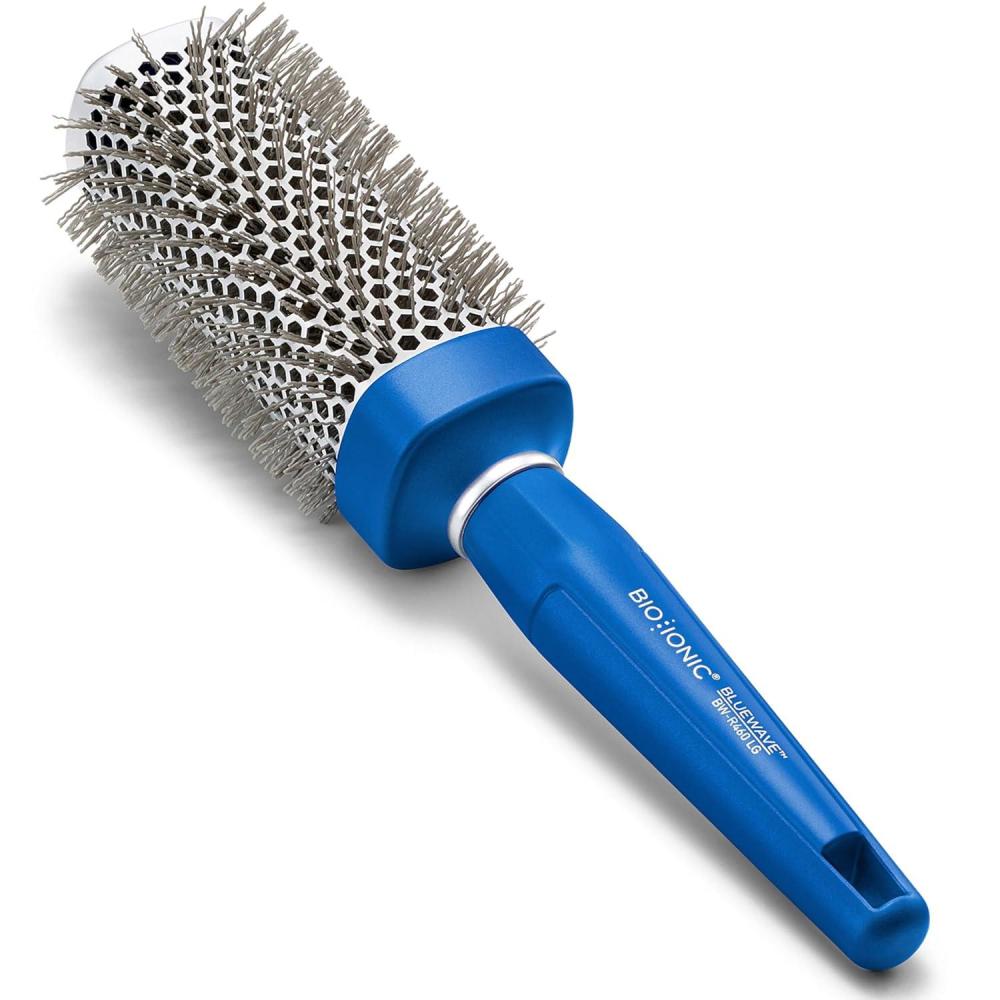 image:imageBio Ionic BlueWave Conditioning SquareRound Brush Create Volume amp Smooth Hair Quickly Crimped Bristles Add Root Tension Styling Brush For Bouncy Blowouts All Hair Types amp Textures175 Inch Large