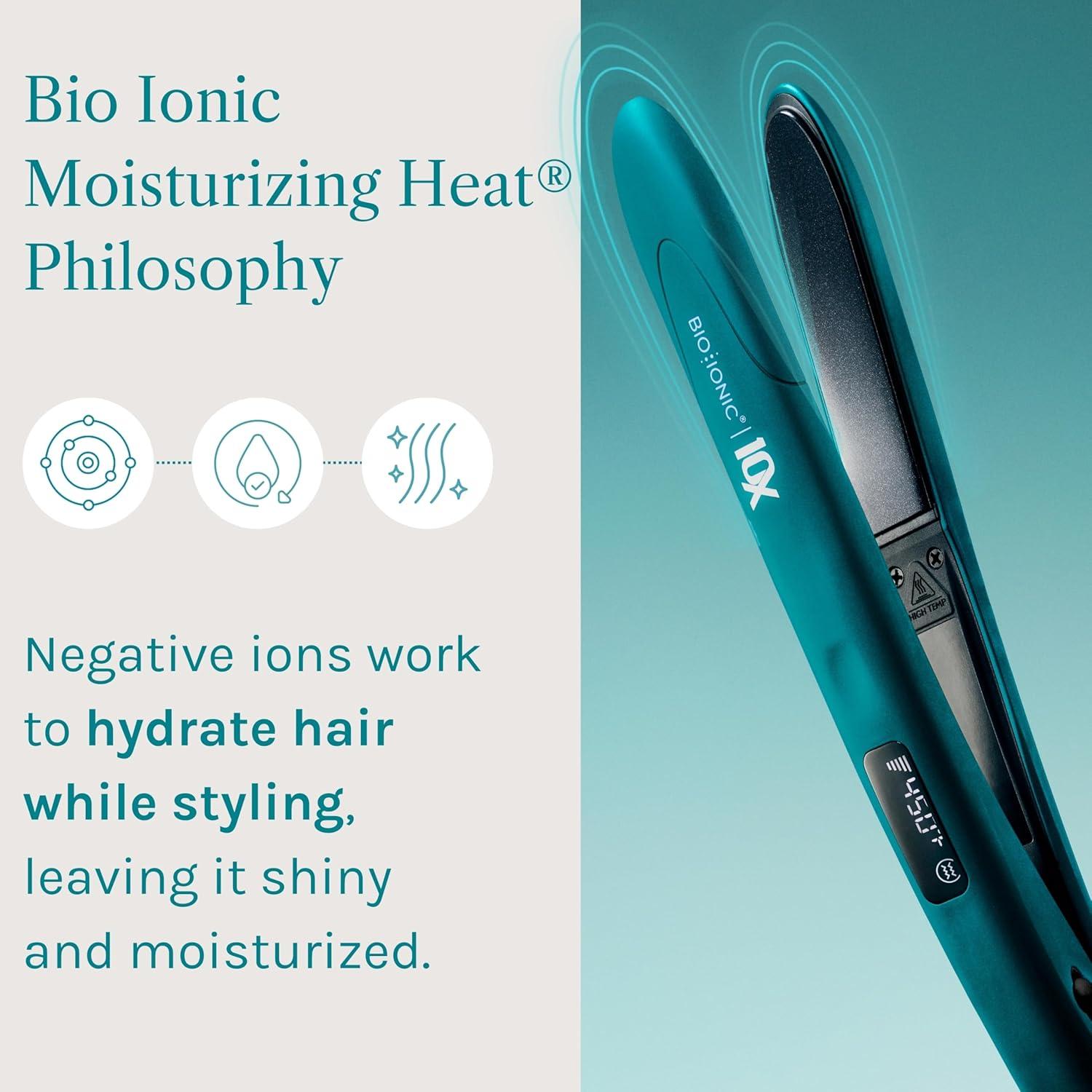 image:imageBio Ionic 10X Styling Iron Hair Straightener with 1 Sonic Vibrating Plates Flat Iron with Ion Generating Mineral Complex Versatile Styler for Wavy amp Straight HairstylesTeal Tides Limited Edition