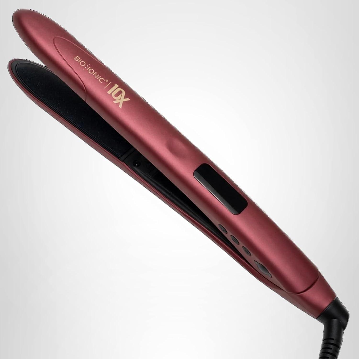 image:imageBio Ionic 10X Styling Iron Hair Straightener with 1 Sonic Vibrating Plates Flat Iron with Ion Generating Mineral Complex Versatile Styler for Wavy amp Straight HairstylesVelvet Rouge Limited Edition