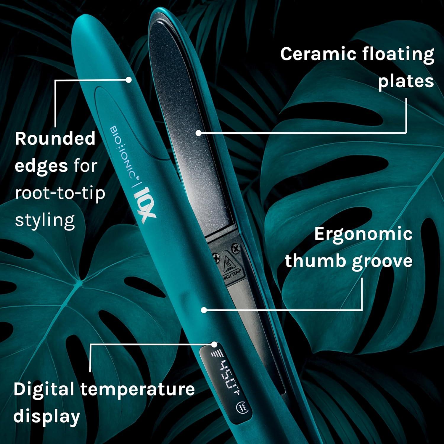 image:imageBio Ionic 10X Styling Iron Hair Straightener with 1 Sonic Vibrating Plates Flat Iron with Ion Generating Mineral Complex Versatile Styler for Wavy amp Straight HairstylesTeal Tides Limited Edition
