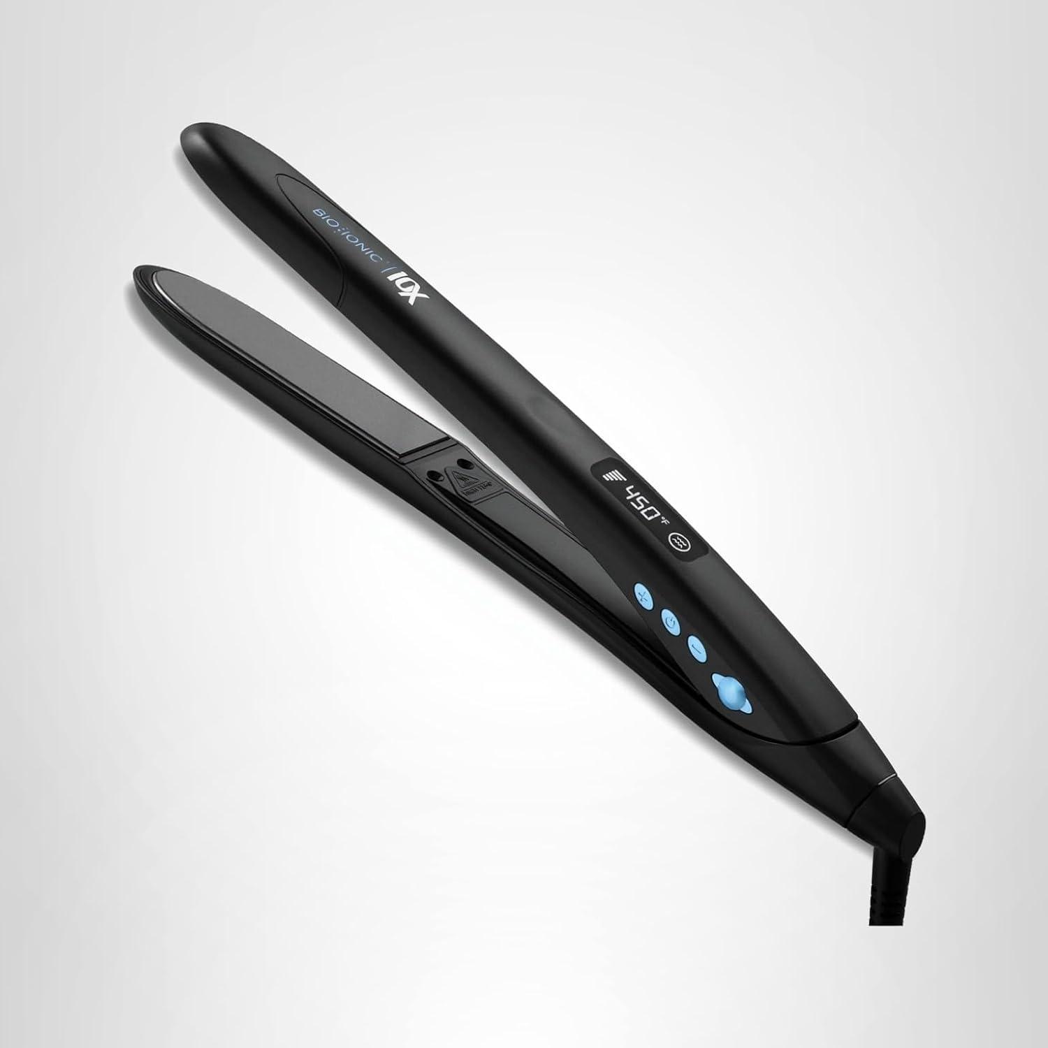 image:imageBio Ionic 10X Styling Iron Hair Straightener with 1 Sonic Vibrating Plates Flat Iron with Ion Generating Mineral Complex Versatile Styler for Wavy amp Straight HairstylesBlack