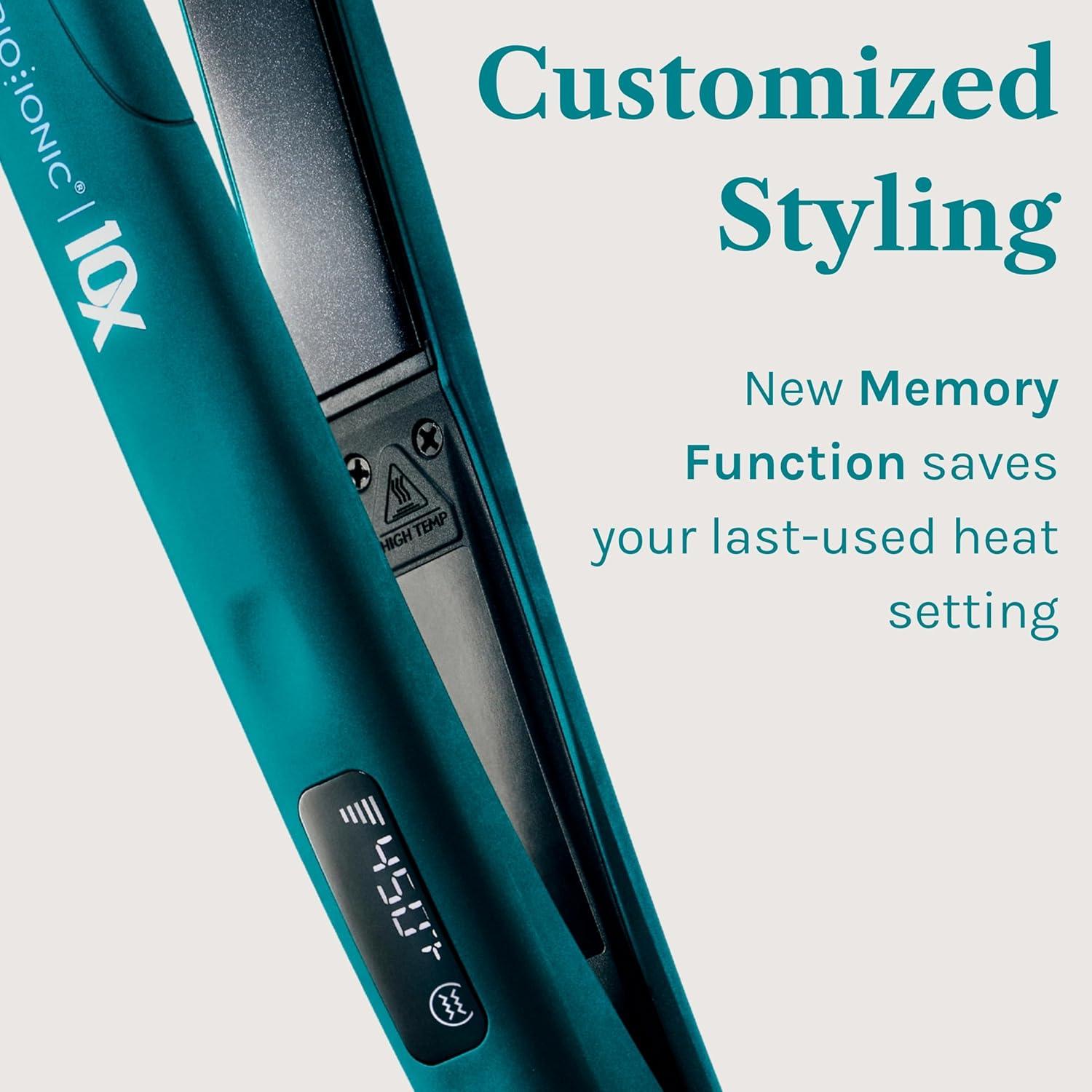 image:imageBio Ionic 10X Styling Iron Hair Straightener with 1 Sonic Vibrating Plates Flat Iron with Ion Generating Mineral Complex Versatile Styler for Wavy amp Straight HairstylesTeal Tides Limited Edition