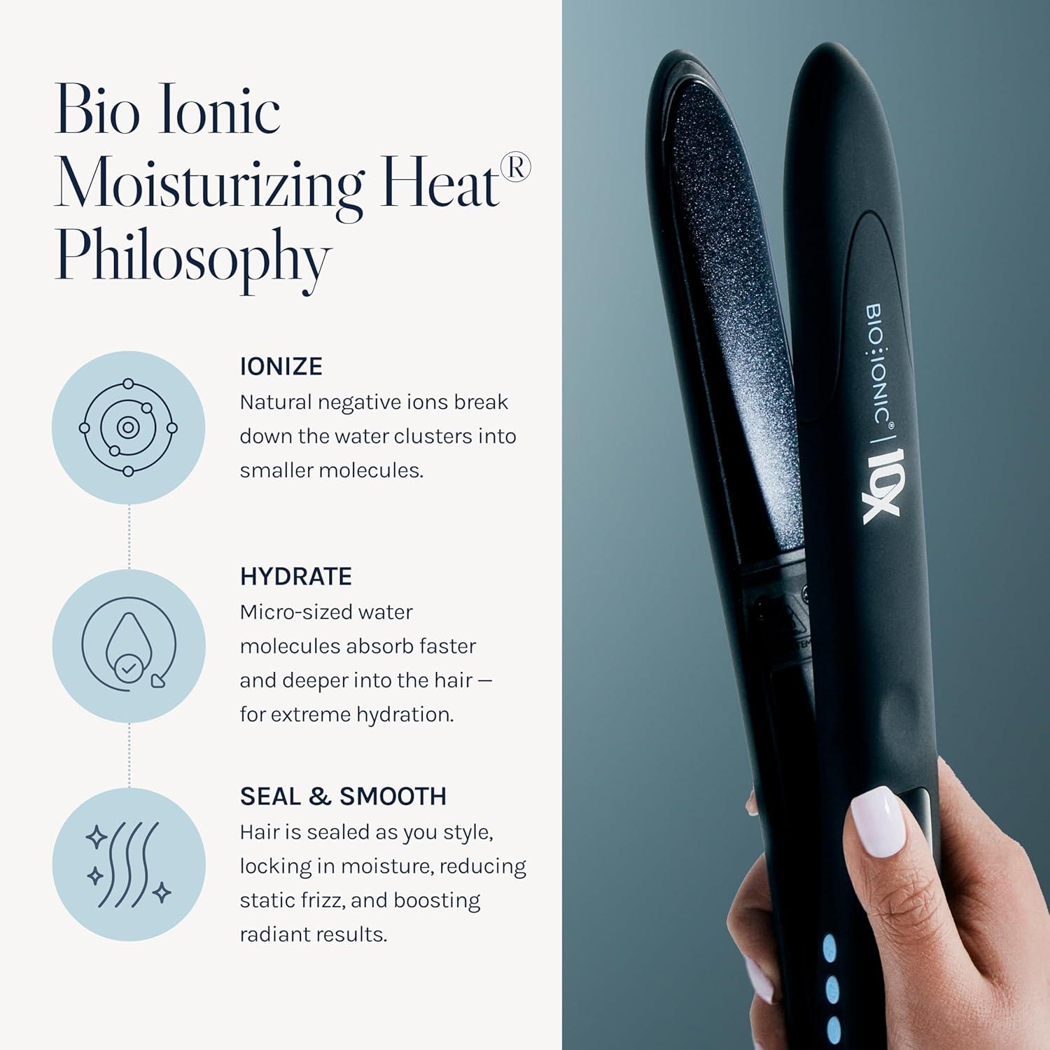 image:imageBio Ionic 10X Styling Iron Hair Straightener with 1 Sonic Vibrating Plates Flat Iron with Ion Generating Mineral Complex Versatile Styler for Wavy amp Straight HairstylesBlack