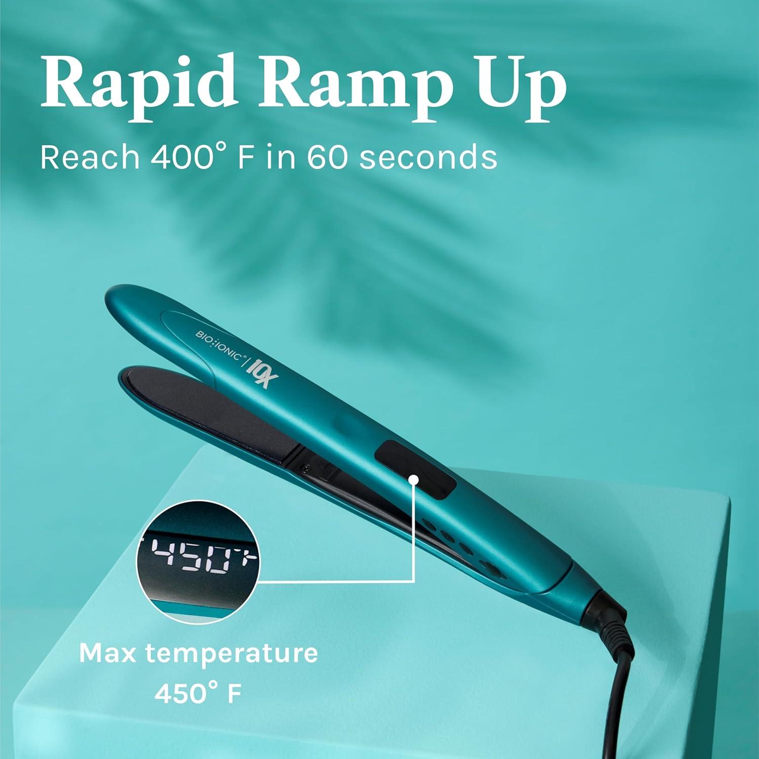 image:imageBio Ionic 10X Styling Iron Hair Straightener with 1 Sonic Vibrating Plates Flat Iron with Ion Generating Mineral Complex Versatile Styler for Wavy amp Straight HairstylesTeal Tides Limited Edition