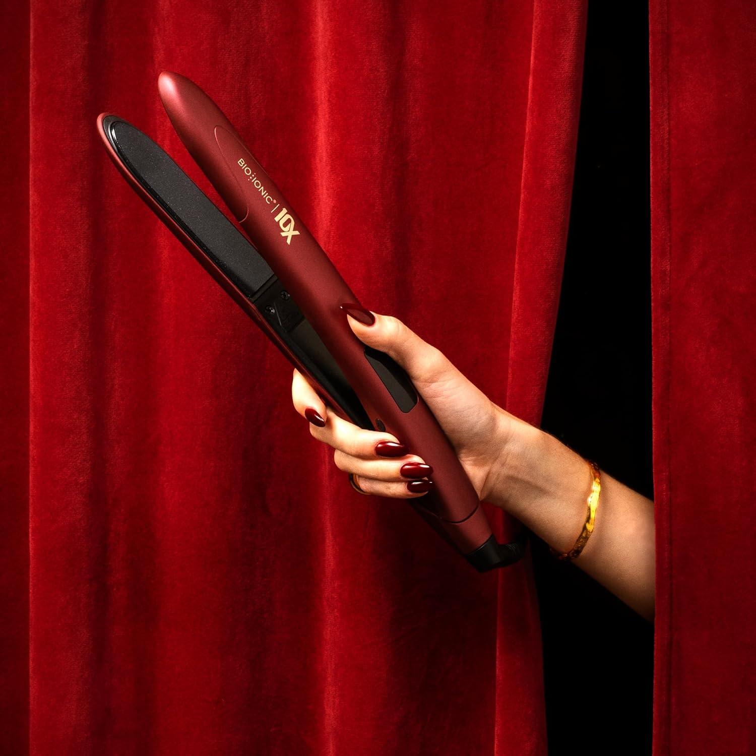 image:imageBio Ionic 10X Styling Iron Hair Straightener with 1 Sonic Vibrating Plates Flat Iron with Ion Generating Mineral Complex Versatile Styler for Wavy amp Straight HairstylesVelvet Rouge Limited Edition