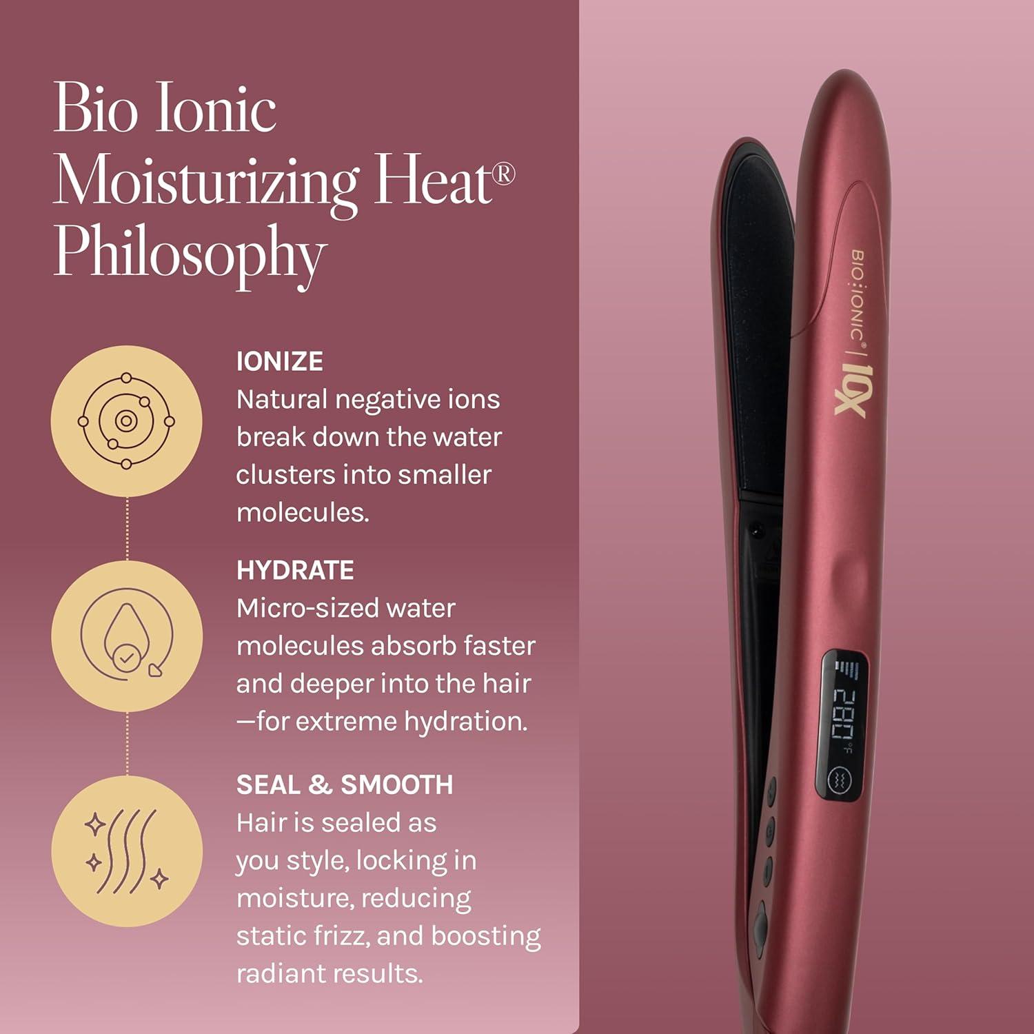 image:imageBio Ionic 10X Styling Iron Hair Straightener with 1 Sonic Vibrating Plates Flat Iron with Ion Generating Mineral Complex Versatile Styler for Wavy amp Straight HairstylesVelvet Rouge Limited Edition