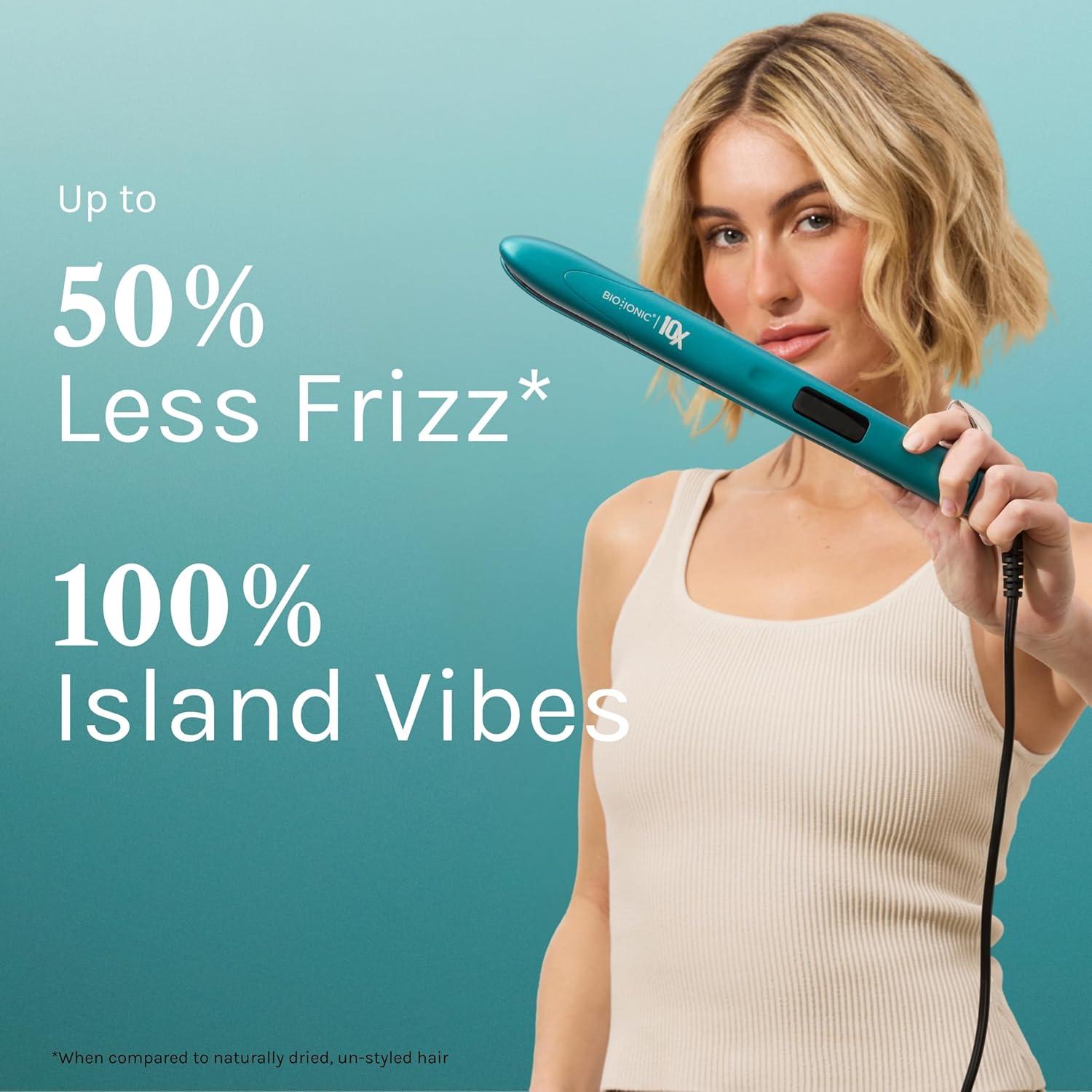 image:imageBio Ionic 10X Styling Iron Hair Straightener with 1 Sonic Vibrating Plates Flat Iron with Ion Generating Mineral Complex Versatile Styler for Wavy amp Straight HairstylesTeal Tides Limited Edition