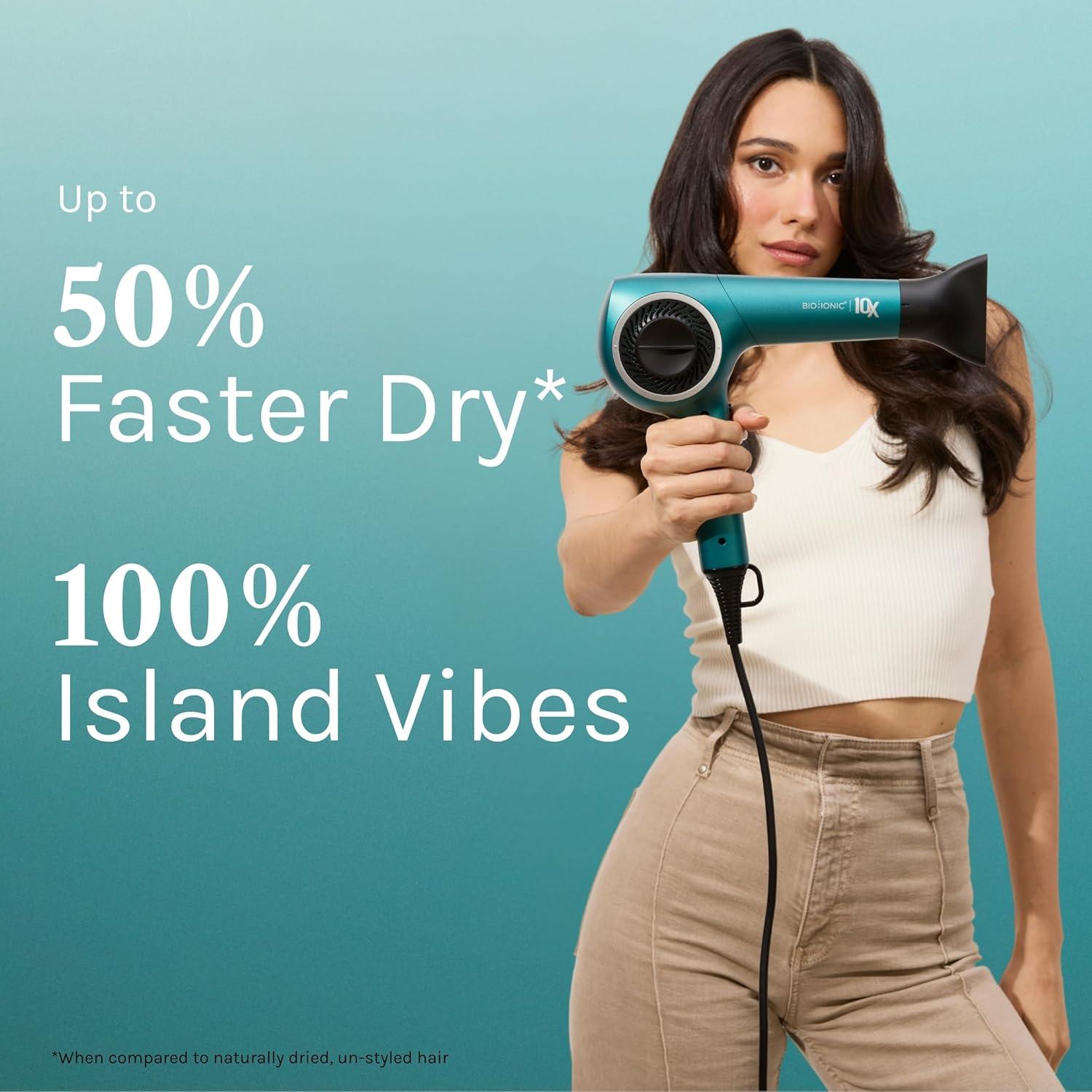 image:imageBio Ionic 10X Ultralight Speed Hair Dryer Blow Dryer with Adjustable Heat amp Speed Memory Function Professional Hair Styling Tool for Fast FrizzFree HairstylesTeal Tides Limited Edition