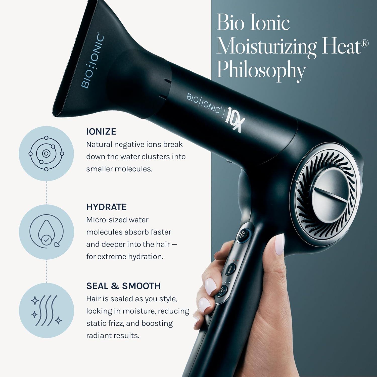 image:imageBio Ionic 10X Ultralight Speed Hair Dryer Blow Dryer with Adjustable Heat amp Speed Memory Function Professional Hair Styling Tool for Fast FrizzFree HairstylesBlack