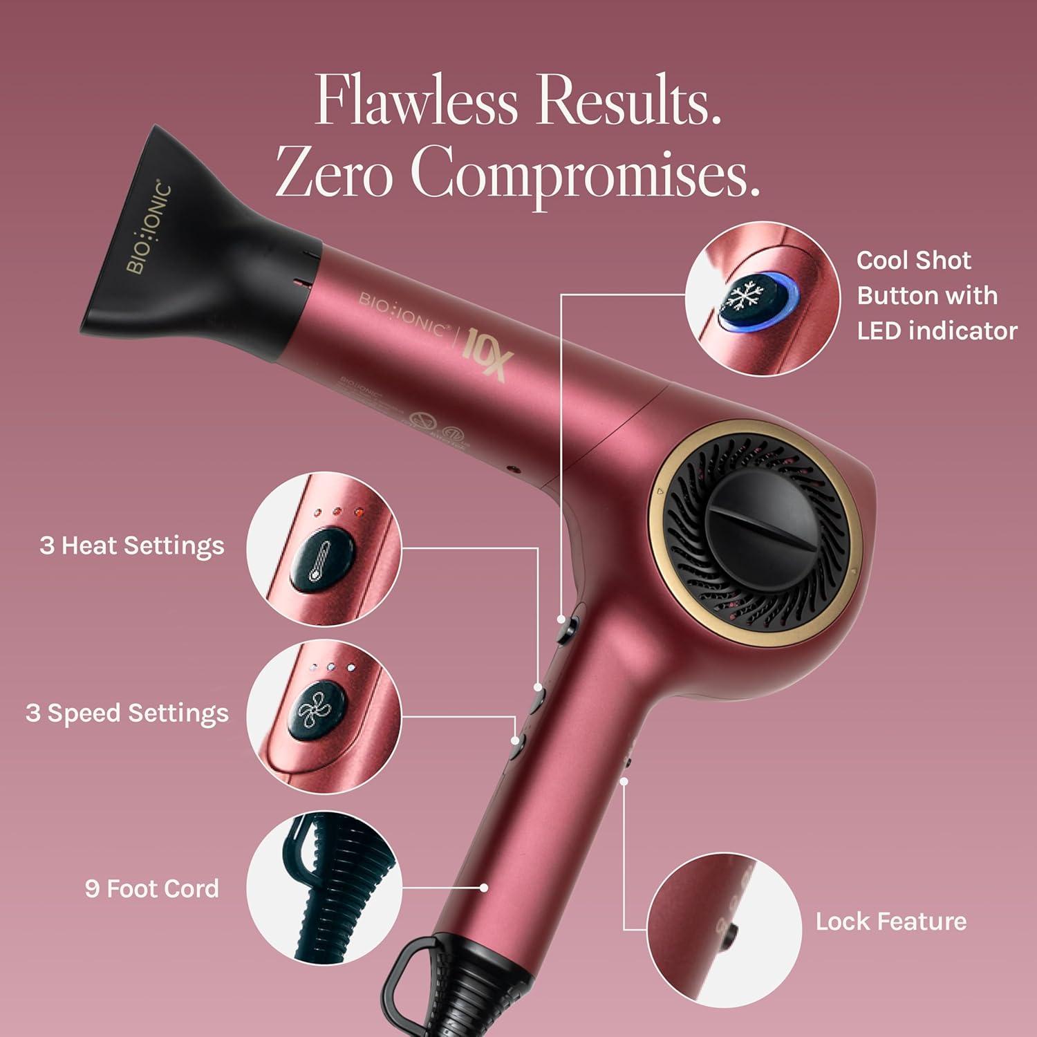 image:imageBio Ionic 10X Ultralight Speed Hair Dryer Blow Dryer with Adjustable Heat amp Speed Memory Function Professional Hair Styling Tool for Fast FrizzFree HairstylesVelvet Rouge Limited Edition