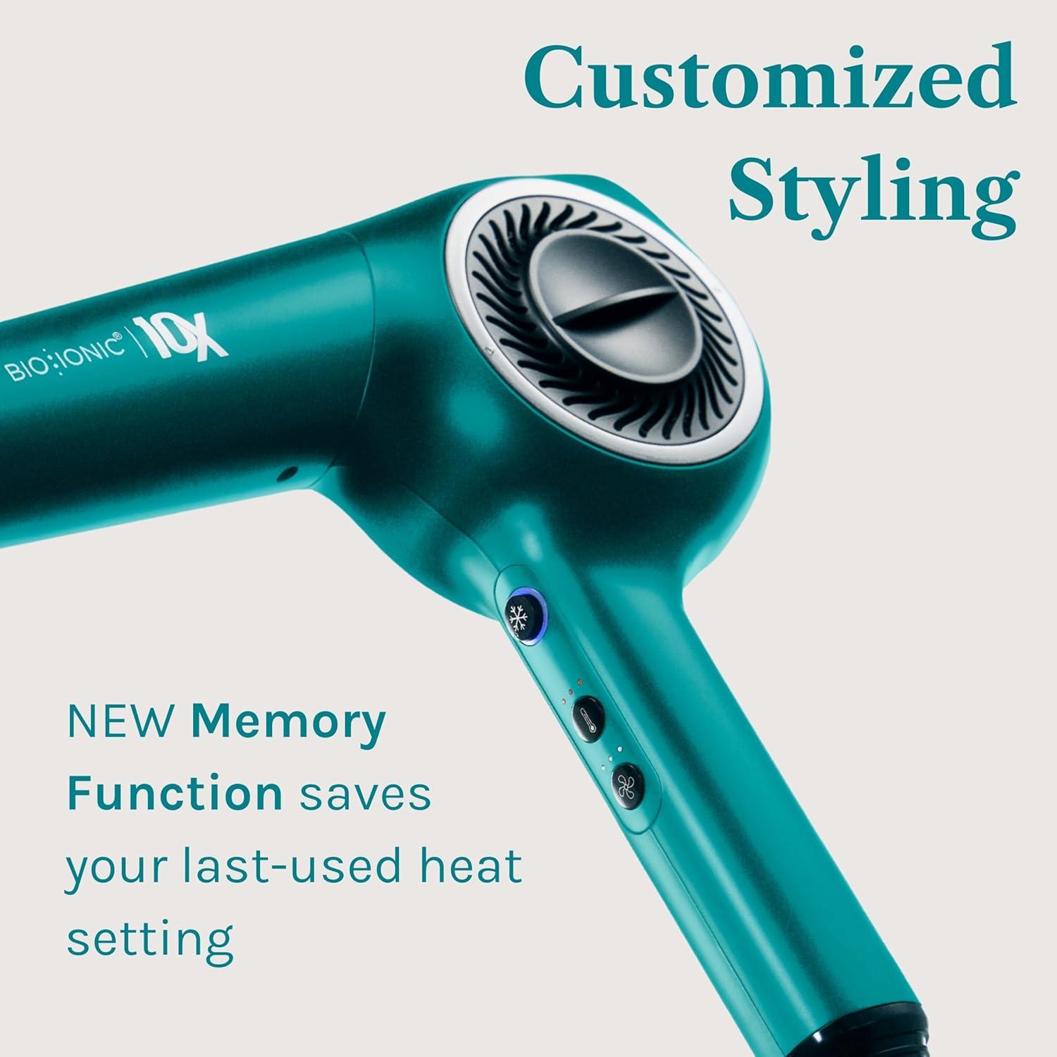 image:imageBio Ionic 10X Ultralight Speed Hair Dryer Blow Dryer with Adjustable Heat amp Speed Memory Function Professional Hair Styling Tool for Fast FrizzFree HairstylesTeal Tides Limited Edition