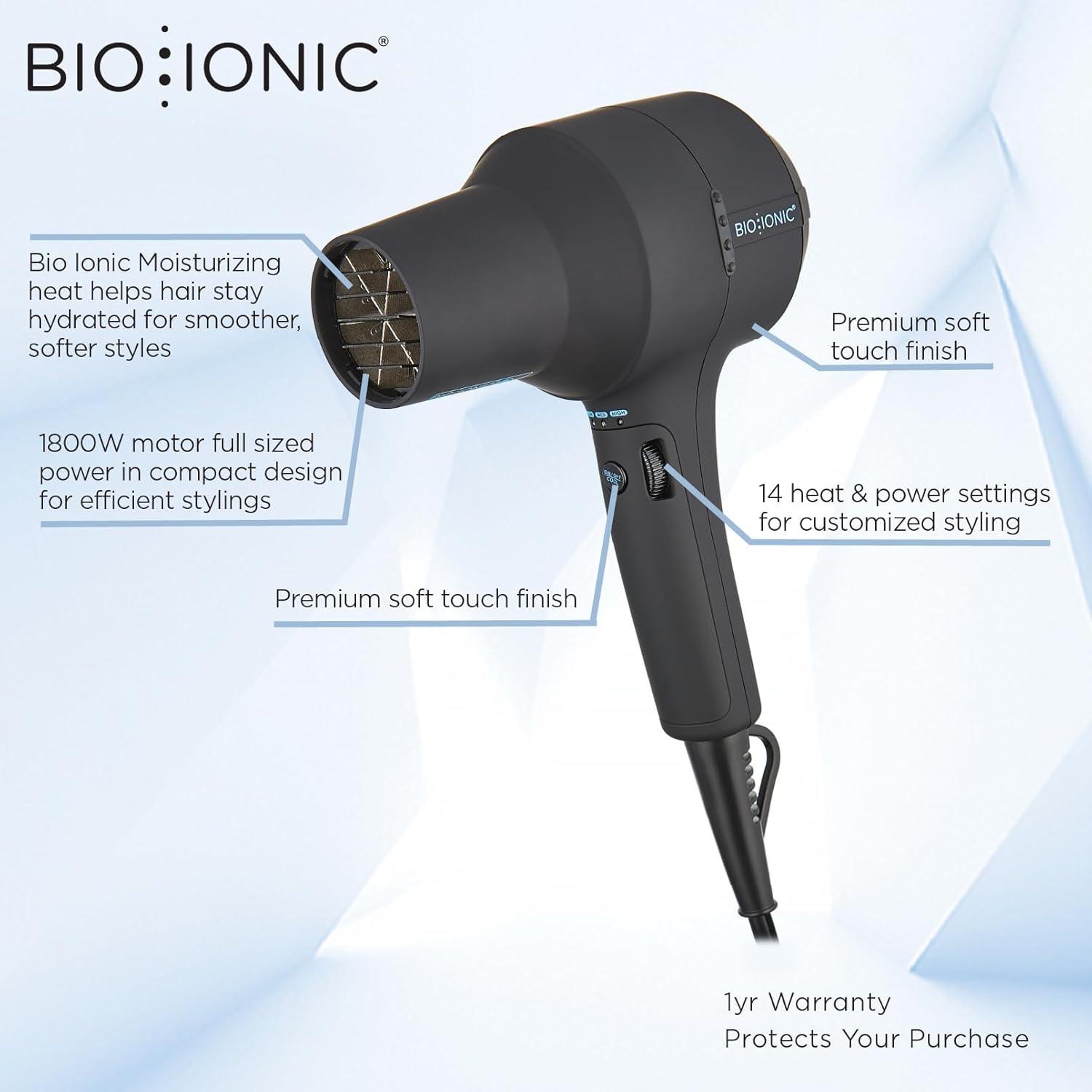image:imageBio Ionic PowerDiva Pro Speed Hair Dryer Blow Dryer with Adjustable Heat amp Speed Professional Hair Styling Tool for Fast FrizzFree Hairstyles Cool Shot Compact for Travel 1875W