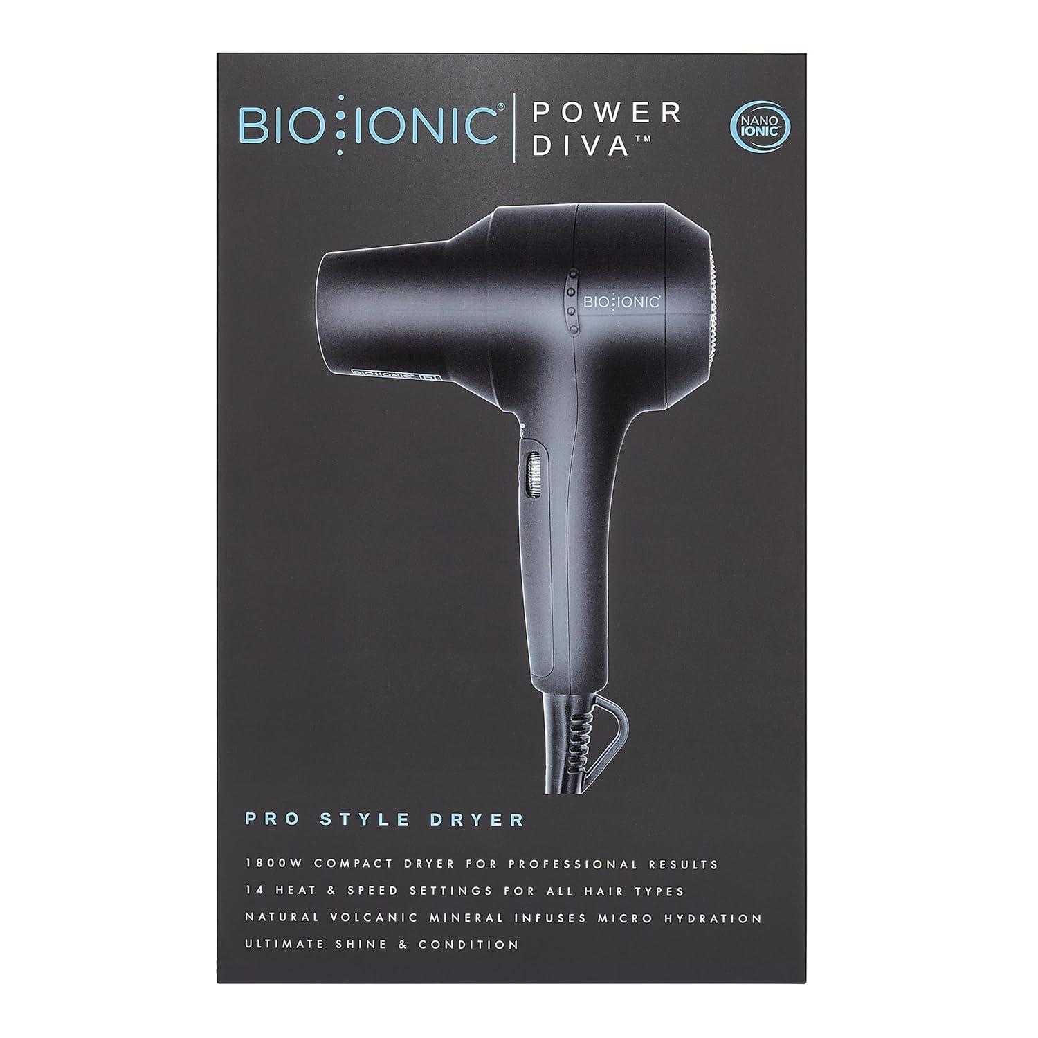 image:imageBio Ionic PowerDiva Pro Speed Hair Dryer Blow Dryer with Adjustable Heat amp Speed Professional Hair Styling Tool for Fast FrizzFree Hairstyles Cool Shot Compact for Travel 1875W