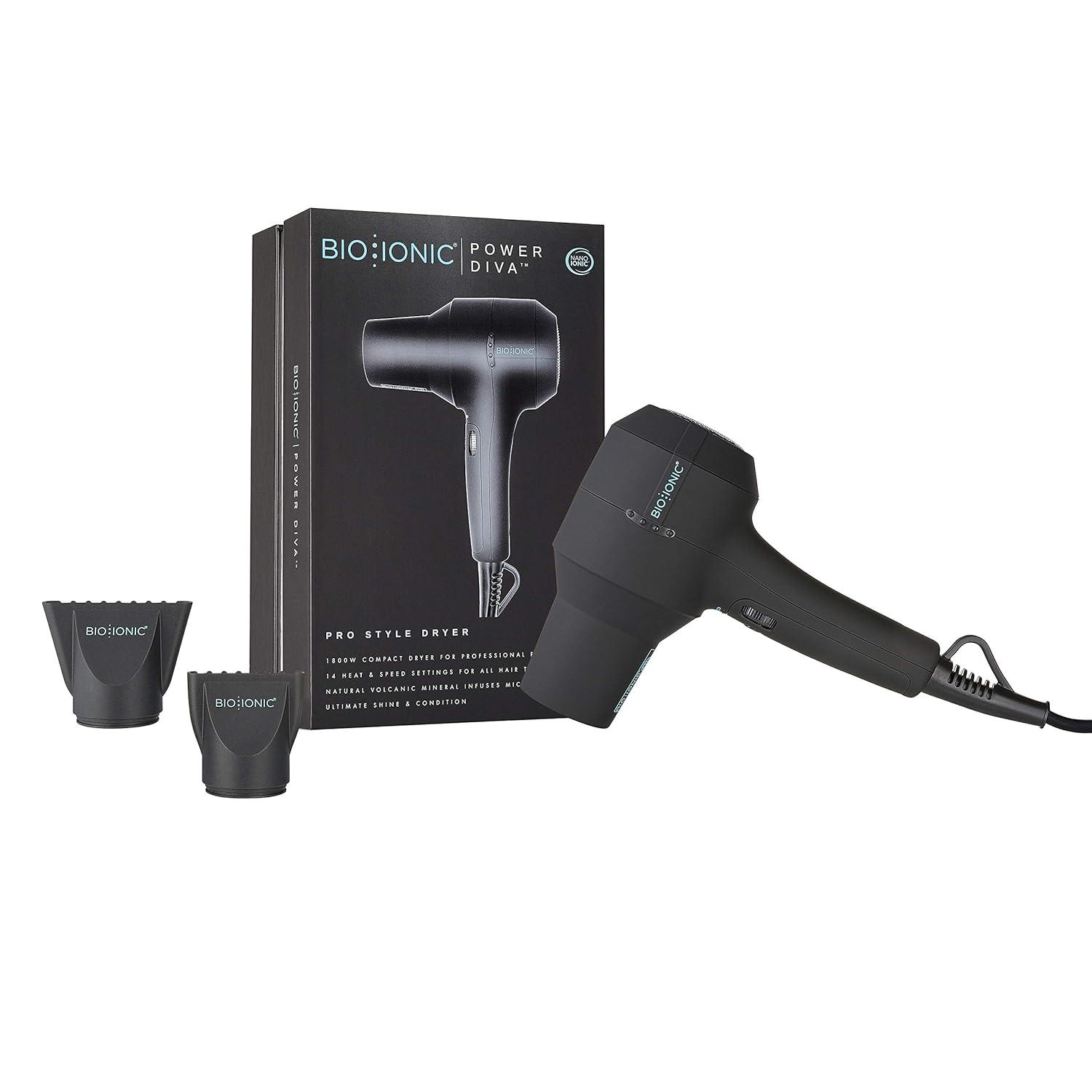 image:imageBio Ionic PowerDiva Pro Speed Hair Dryer Blow Dryer with Adjustable Heat amp Speed Professional Hair Styling Tool for Fast FrizzFree Hairstyles Cool Shot Compact for Travel 1875W