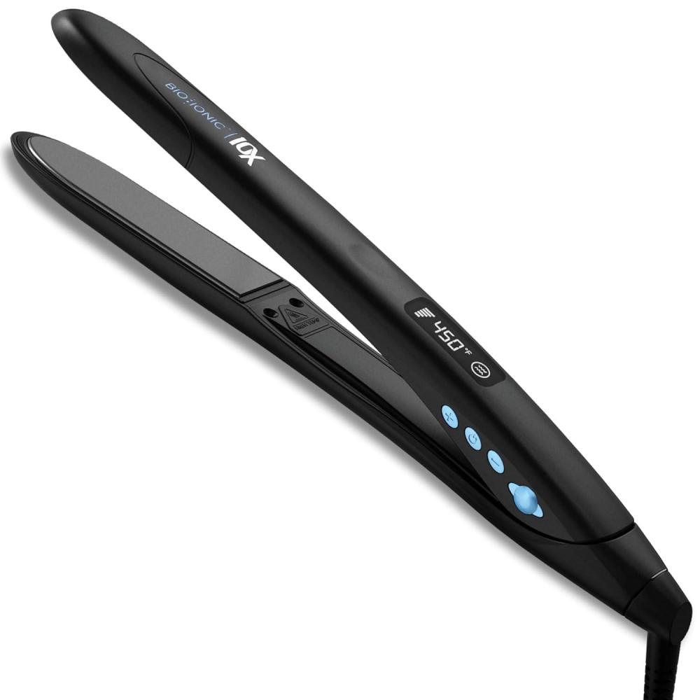 image:imageBio Ionic 10X Styling Iron Hair Straightener with 1 Sonic Vibrating Plates Flat Iron with Ion Generating Mineral Complex Versatile Styler for Wavy amp Straight HairstylesBlack
