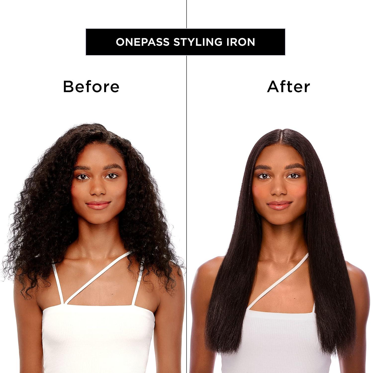 image:imageBIO Ionic Onepass Styling Flat Iron with NanoIonic amp Moisturizing Heat Technology Hydrated and FrizzFree Hair Ceramic Hair Straightener with Silicone Strip for Gentle OnePass StylingBlack