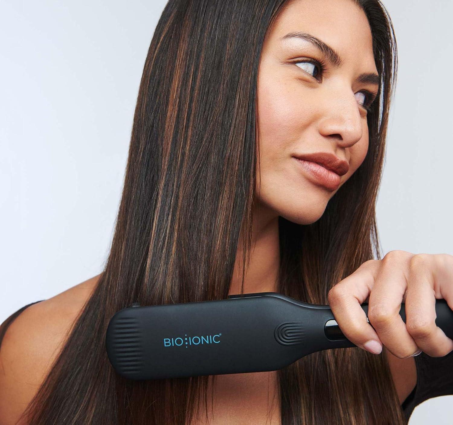 image:imageBIO Ionic Onepass Styling Flat Iron with NanoIonic amp Moisturizing Heat Technology Hydrated and FrizzFree Hair Ceramic Hair Straightener with Silicone Strip for Gentle OnePass StylingBlack
