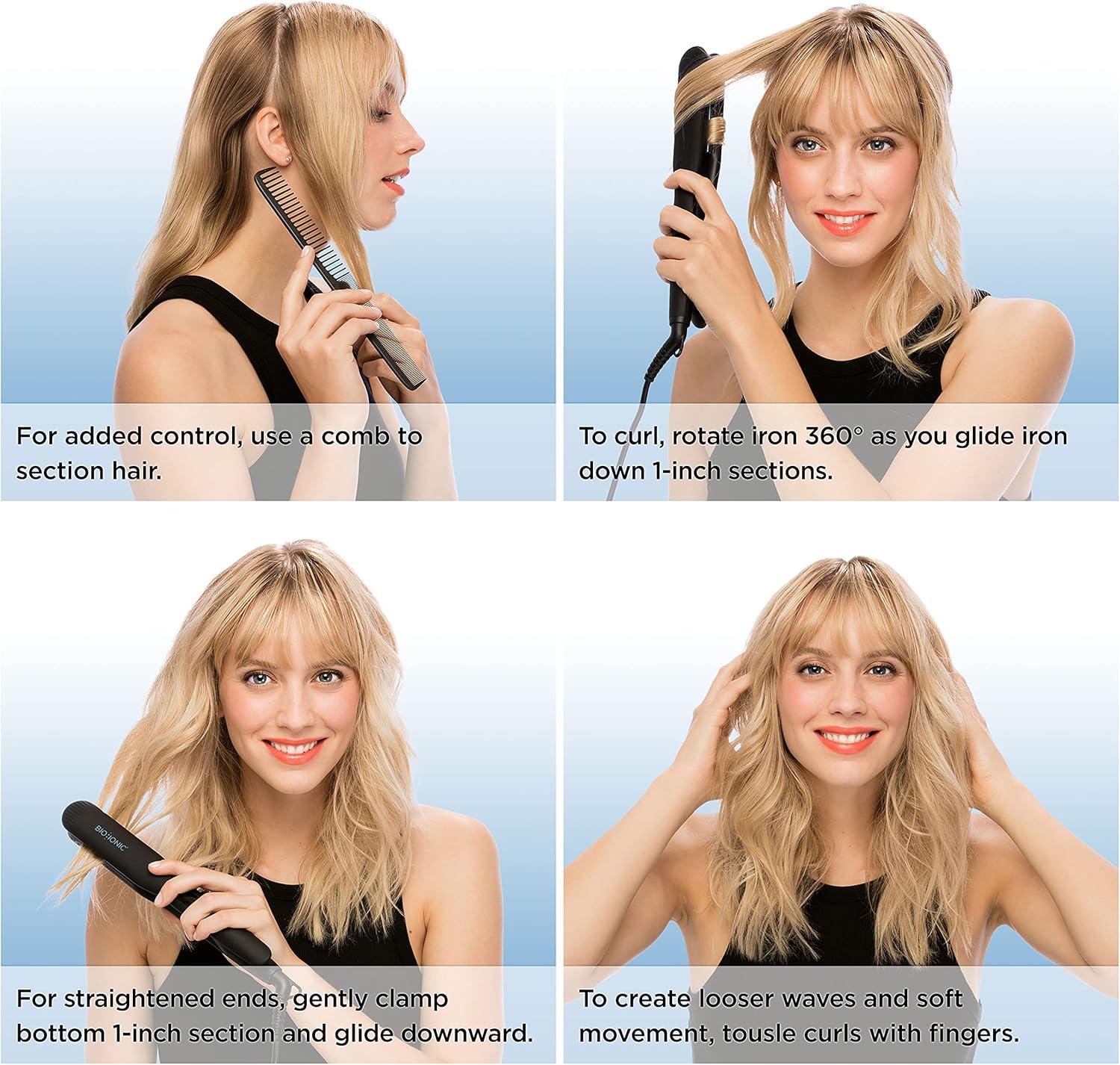 image:imageOnepass Nanoionic MX Styling Iron Black by Bio Ionic for Women 1 Inch Flat Iron