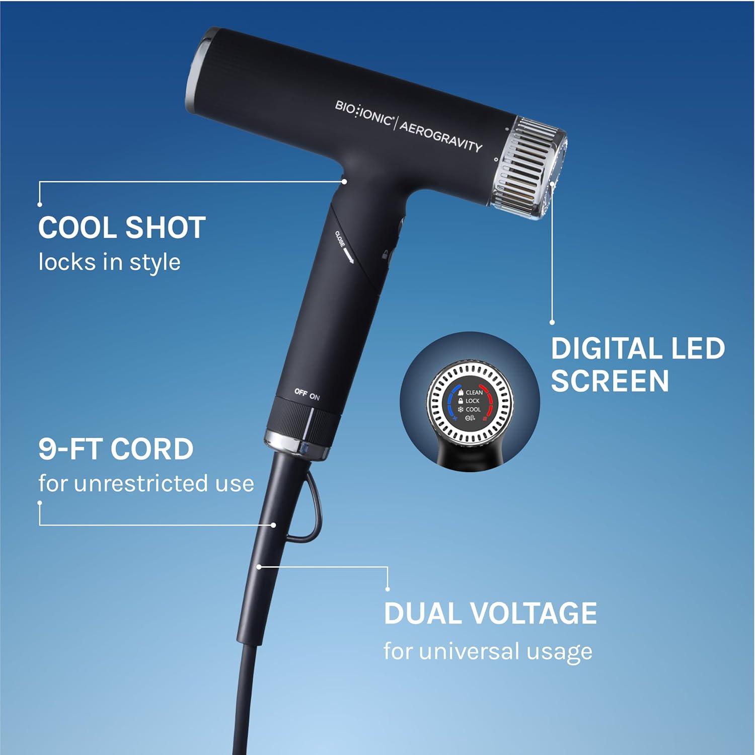 image:imageBio Ionic AeroGravity Featherlight Hair Dryer Foldable Handle Reduces Frizz amp Static Compact UltraLightweight Blow Dryer Dual Voltage Includes Diffuser amp Concentrator Nozzle Travel Essentials